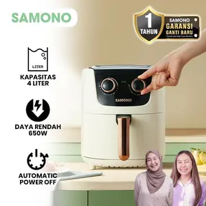 (EKSKLUSIF INDY ISCHA) Samono 650 Watt Air Fryer Mesin 4L Penggorengan Tanpa Minyak Kontrol Suhu Ganda [SW-AFW04]