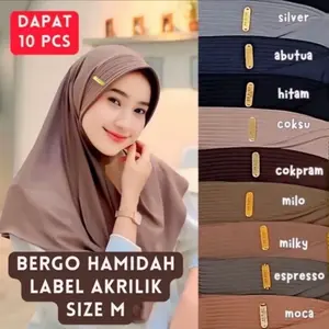 (JILBAB 11 PCS 100 RIBU) Jilbab bergo hamidah Size M Label Akrilik Gold Menutup Dada Canti Krudung Pad Busa Tebal Muslim Cuci Kering Milo Hijab Instan Kekinian Nyaman  Sporty cuci kering winter sport Panjang Kerudung  Variasi  Oval Standar