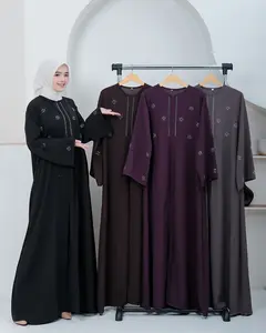 Davina abaya dress by Quensha bahan sabrina anti uv aplikasi payet abaya umroh anti uv simple mewah elegan