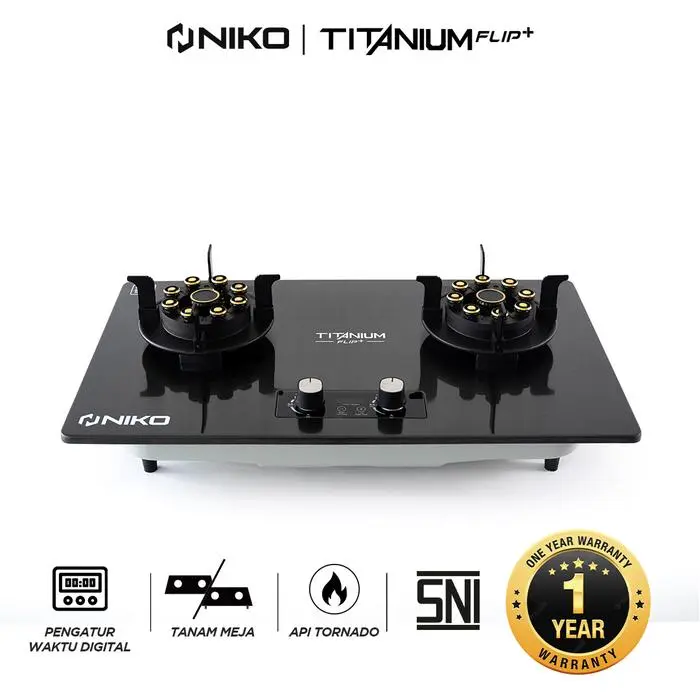Kompor Gas 2 Tungku - Niko Titanium Flip Plus l GARANSI RESMI