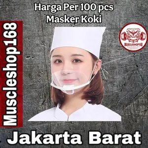 100 Pcs - Masker Transparan Plastik Mulut Sanitary Mask Restoran MUA Pabrik Face Shield Penutup Mulut Dapur Koki