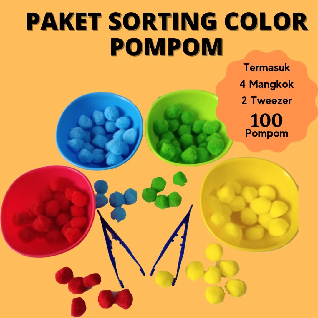 MAINAN EDUKASI MONTESSORI POMPOM MOTORIK ANAK BALITA 1 2 3 4 TAHUN Toys Puzzle Bayi
