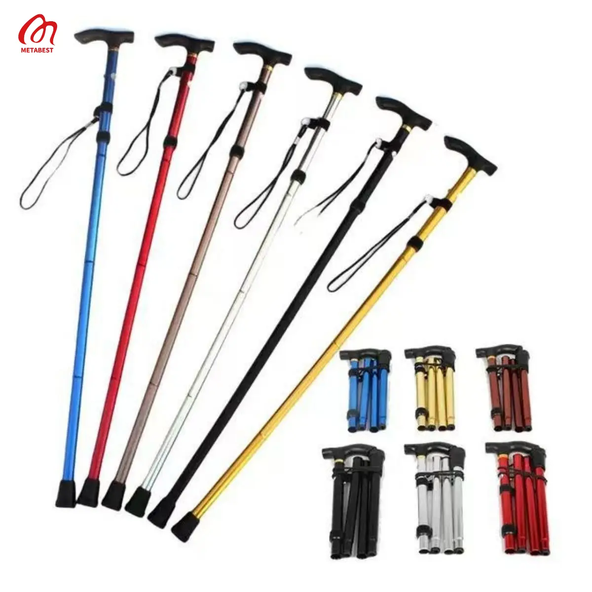 METABEST SG A Set Of Aluminum Alloy Outdoor Sports Hiking Sticks With 4 Sections Folding Telescopic Walking Sticks For The Elderly And Non-Slip Walking Sticks Available In 6 Colors 41557