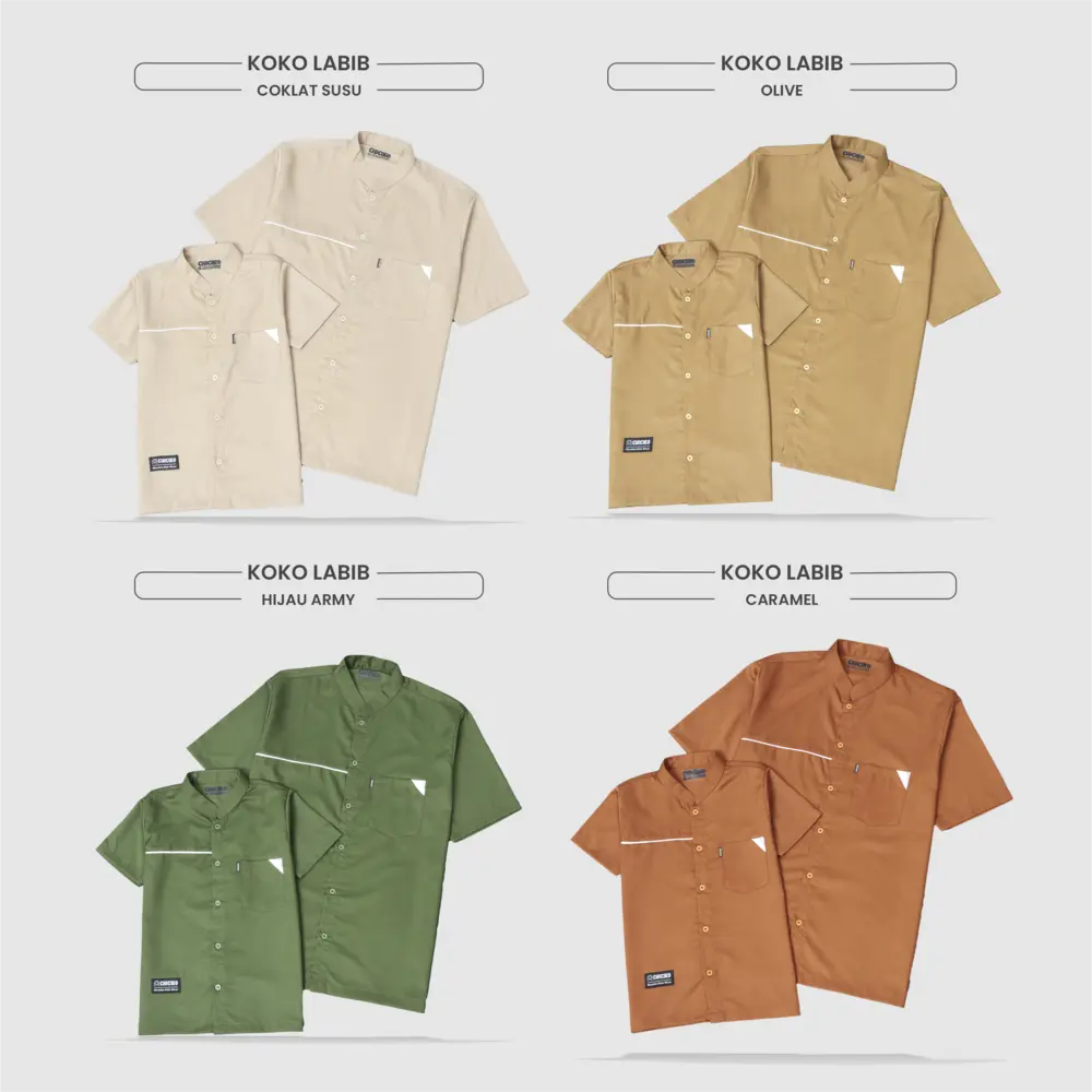 Chiciko - Baju Kemko Kemeja Koko Couple Ayah Dan Anak Laki Laki Lengan Pendek Labib Series Usia Anak 3 Sampai 14 Tahun Ukuran Dewasa M L XL XXL katun motif  atasan  muslim  toyobo  Nyaman Tangan Pria
