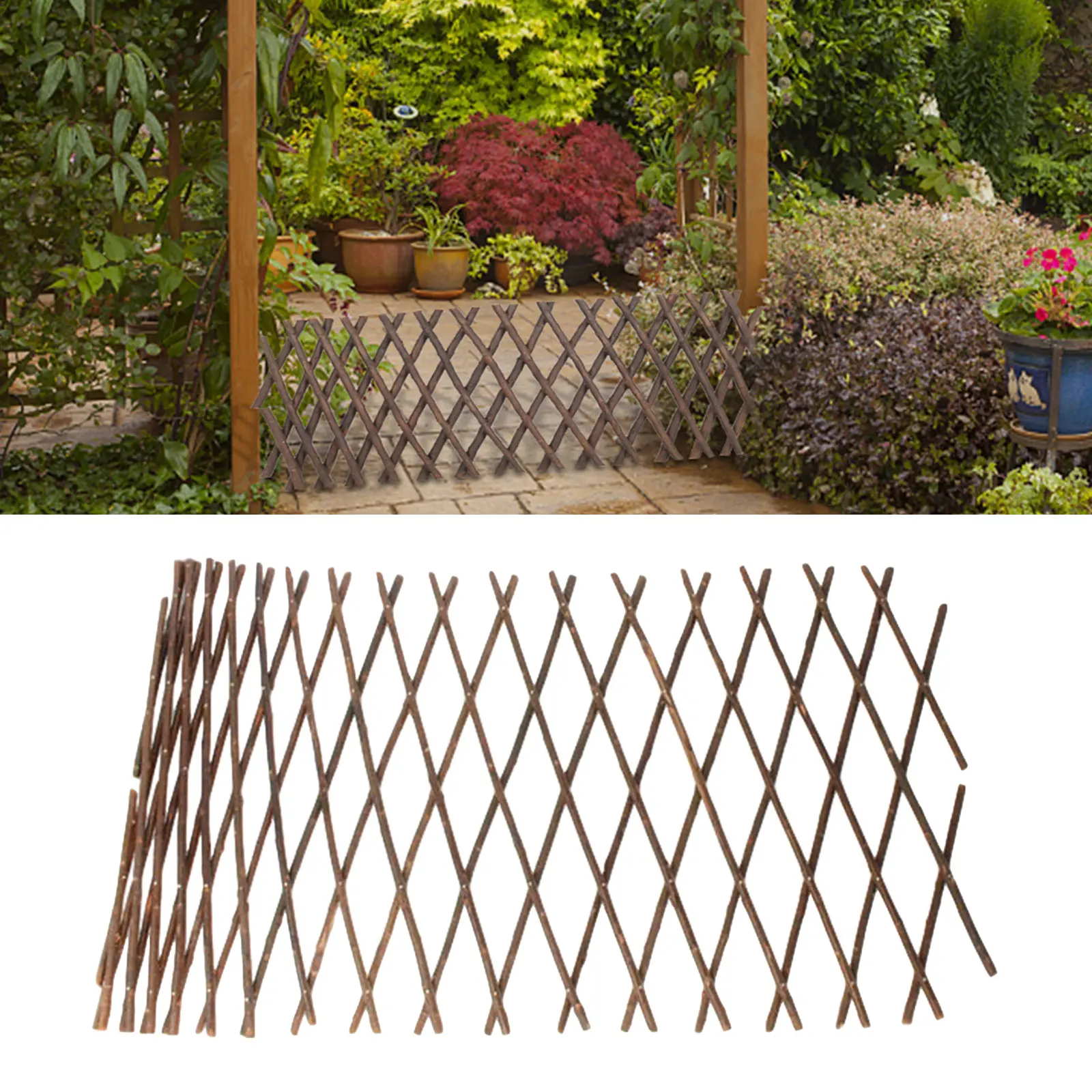 Retractable Garden Fence Trellis Plant Climbing Support Lattice Panel Screen for Outdoor Indoor Decoration