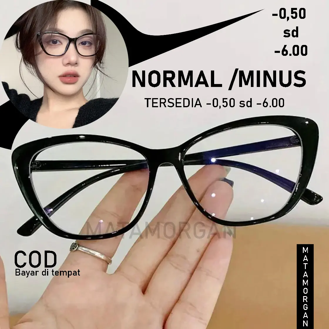 Kacamata Normal Minus  Frame Cat eye Wanita Kekinian Trendy Korean Style Minus Tinggi rabun Jauh wd129