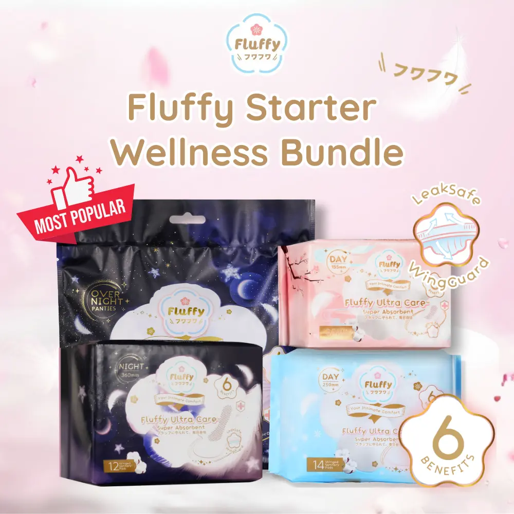 Fluffy Ultra Care Sanitary Wellness Pads with LeakSafe WingGuard