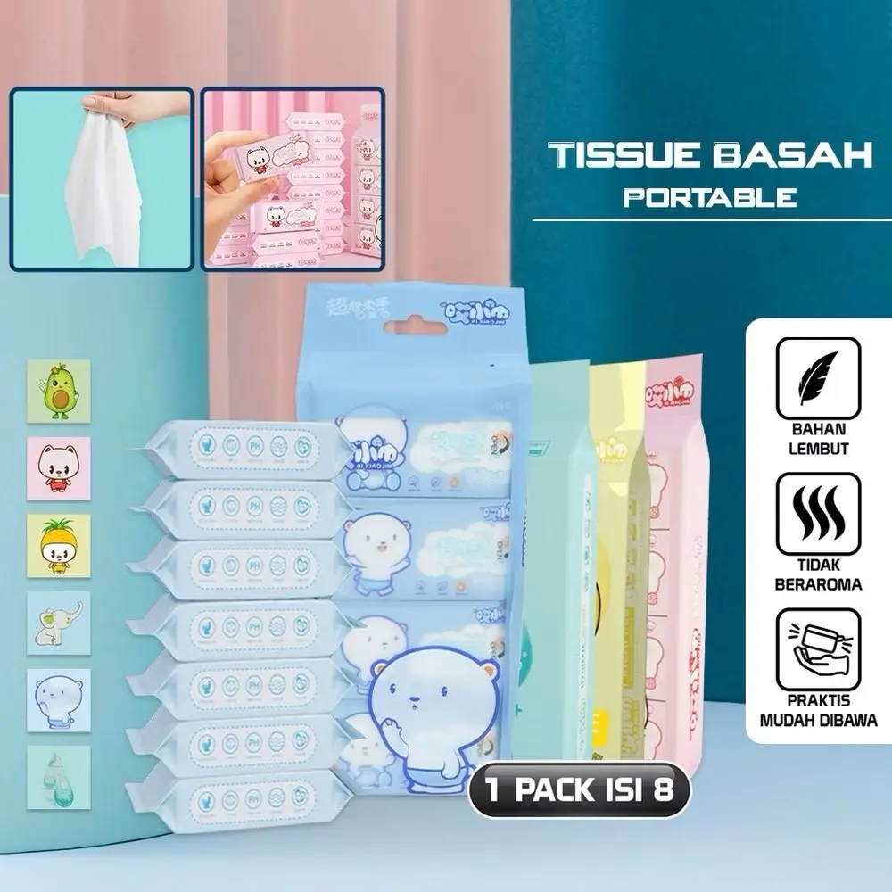 Tisu Basah Mini Travel Perpack isi 8 Wipes