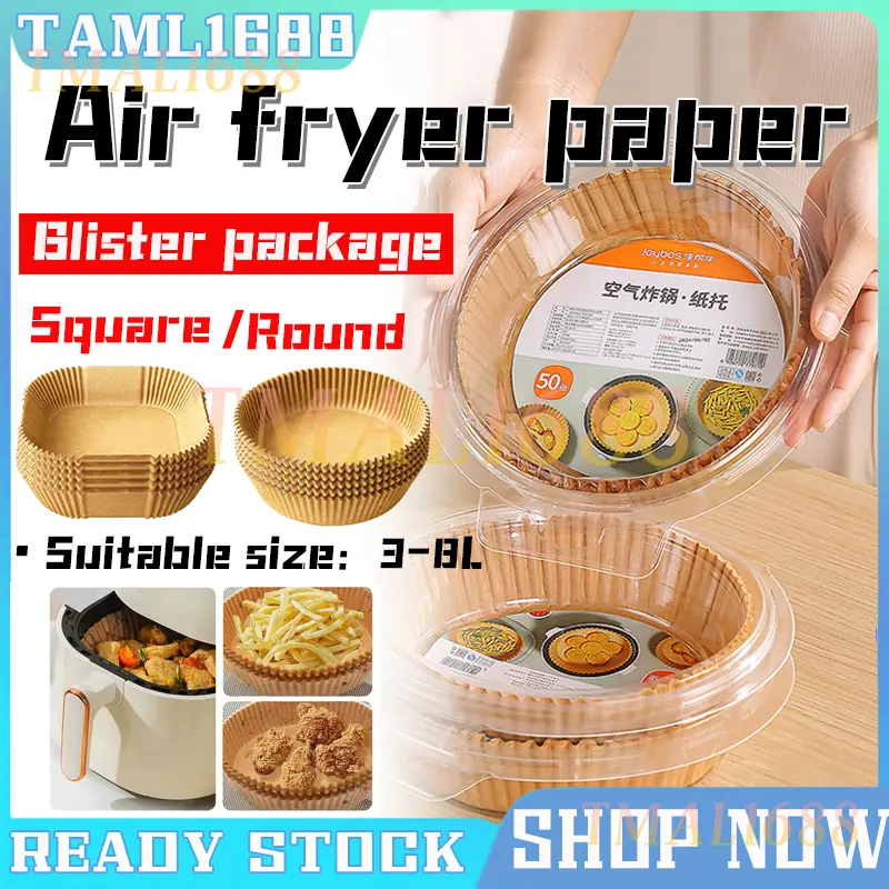 [SG Ready Stock] 100Pcs Air Fryer Parchment Paper Liners Non-Stick Disposable