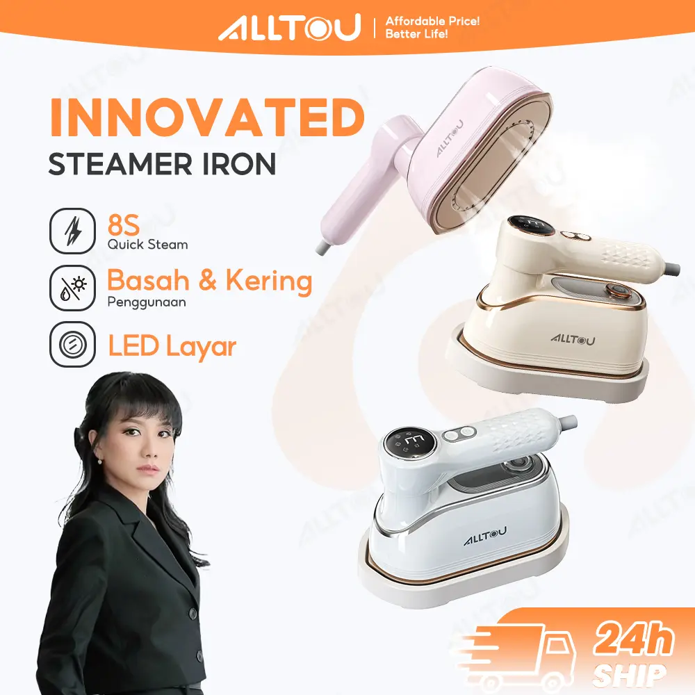 [Exclusive Mak San] ALLTOU Setrika Uap Penyesuaian 3 Tingkat Setrika Portable 8S Pemanasan Steam Iron Hand Steamer Kabel Mesin Listrik