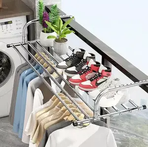 【COD】Jemuran Balkon Apartemen Jemuran Balkon Gantung Stainless steel Gantungan Drying Balcony Jemuran Handuk