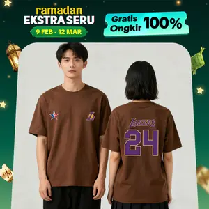 Oversize Clothes | T-Shirt Kaos Lengan Pendek Korea Oversize | Lakers 24 | Gaya SantaiKekinian | Bahan Cotton