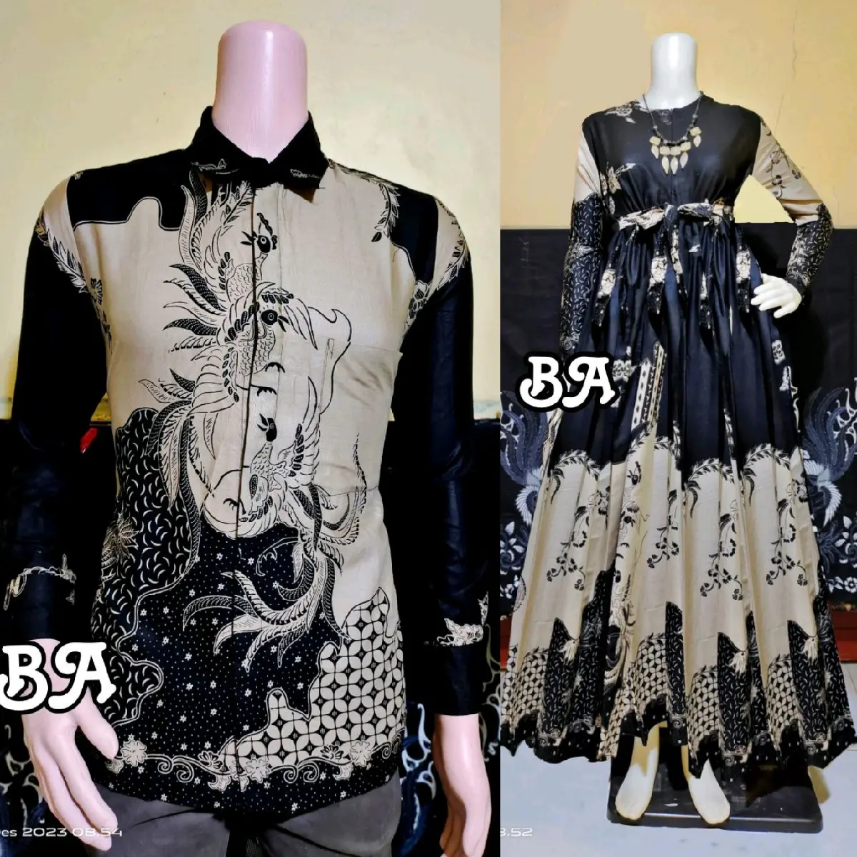 Gamis couple suami istri batik Katun M L XL XXL JUMBO Pasangan