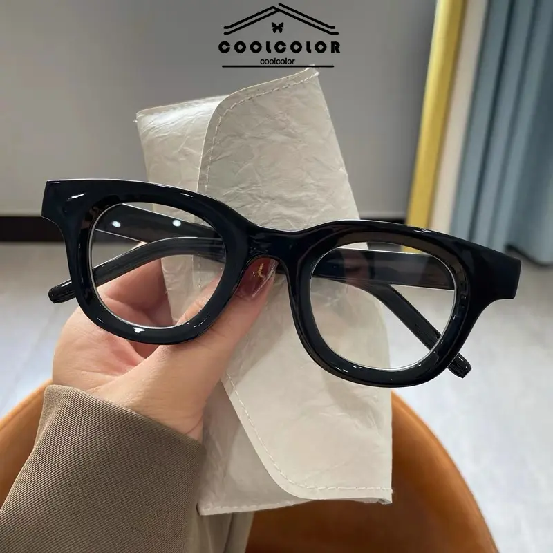 COD❤️Kacamata Hitam Boldie Frame Tebal Retro Vintage Gaya Bulat Bingkai Kecil Anti Uv Fashion Untuk Wanita Dan Pria- cl