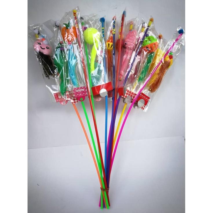 (3xPcs) Cat Toy Teaser Elastic Wand Stick [Random] Mainan Kucing Elastik