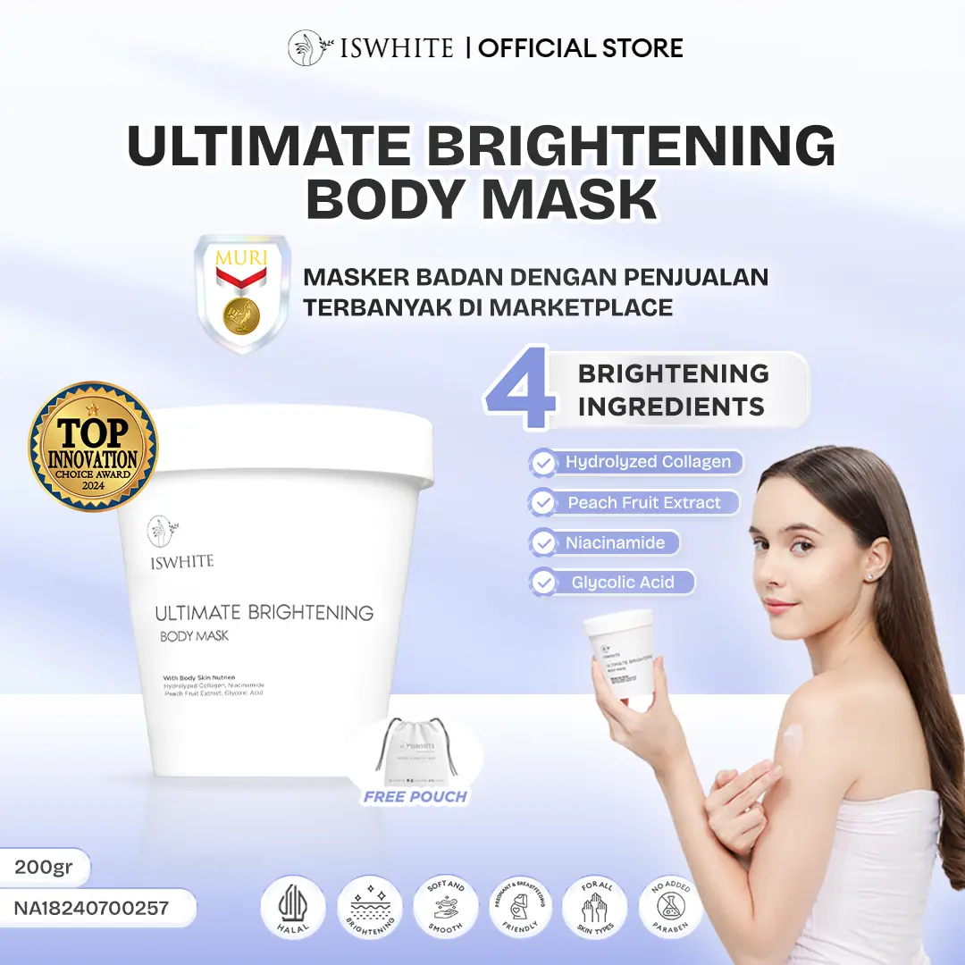 ISWHITE Brightening Ultimate Body Mask No 1 Peach Extract Masker Mencerahkan Tubuh Niacinamide