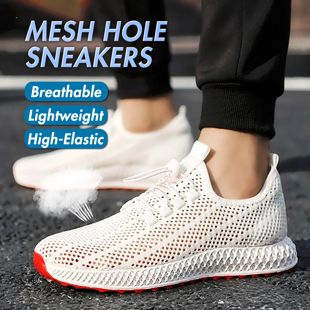 Comfortable and wear-resistant slip-on sneakers, breathable and versatile mesh, hollow mesh, men's and women's running lightweight casual sports shoes