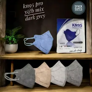 MASKER KN95 PRO 4PLY MIX Y&B CARE EMBOSS,5PACK 50PCS