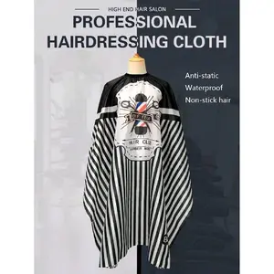 Kain Cukur Pangkas Rambut Kep Barber Cape Motif Salur Barberpole jubah potong rambut dewasa Apron penutup Salon Barber Rambut