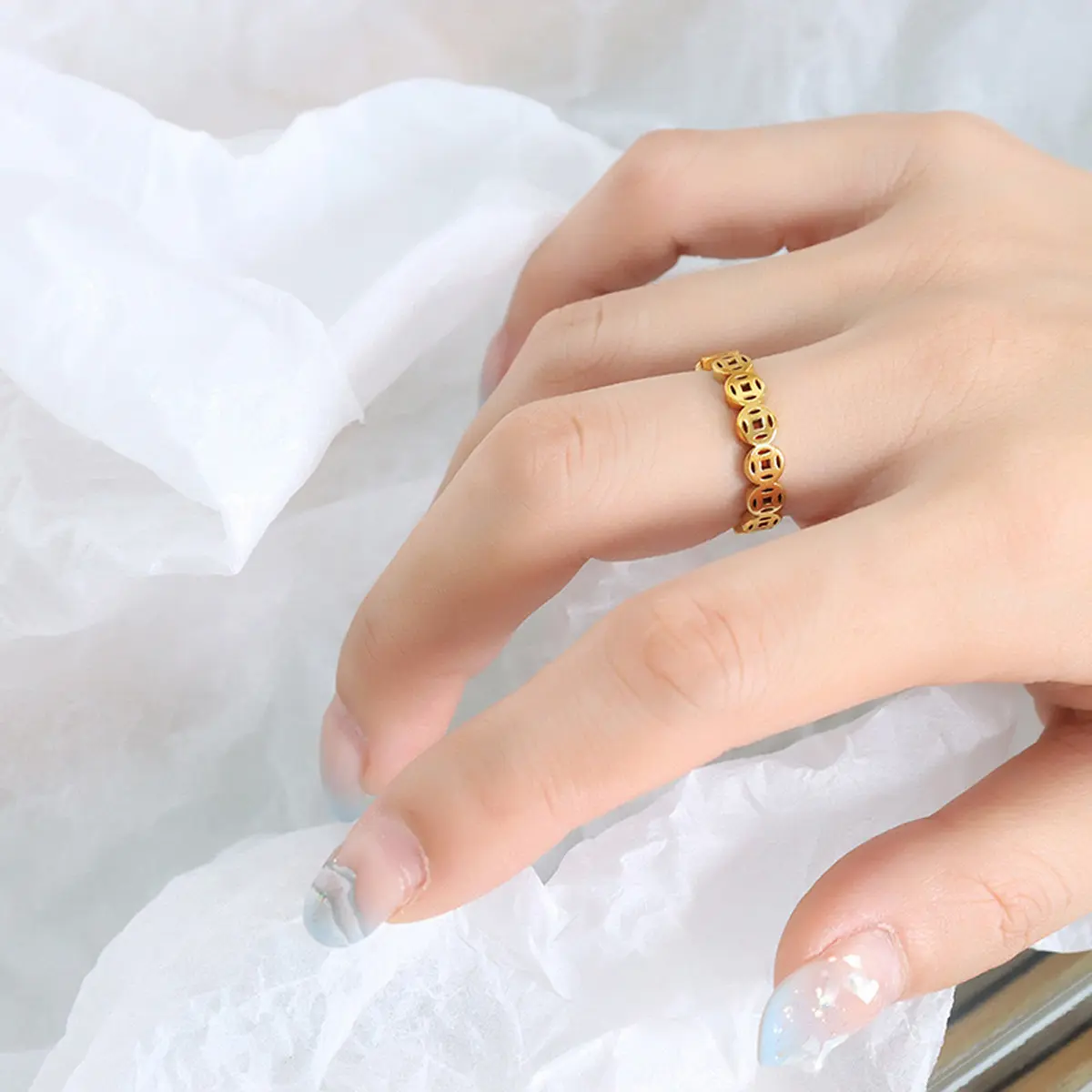 Retro Copper Coin Ring Lucky Money More Fortune Transfer Ring Index Finger Men Women Tail Ring