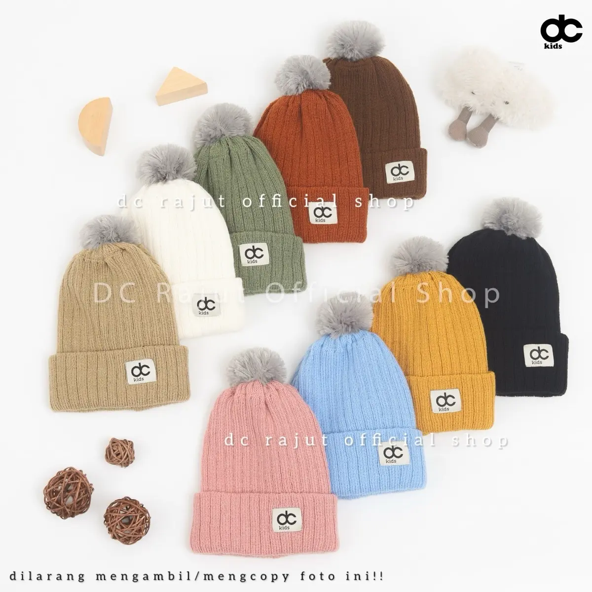 (0-5 tahun) kupluk topi bayi anak lipat pompom Empuk Kids TIDAK BISA BORDIR NAMA