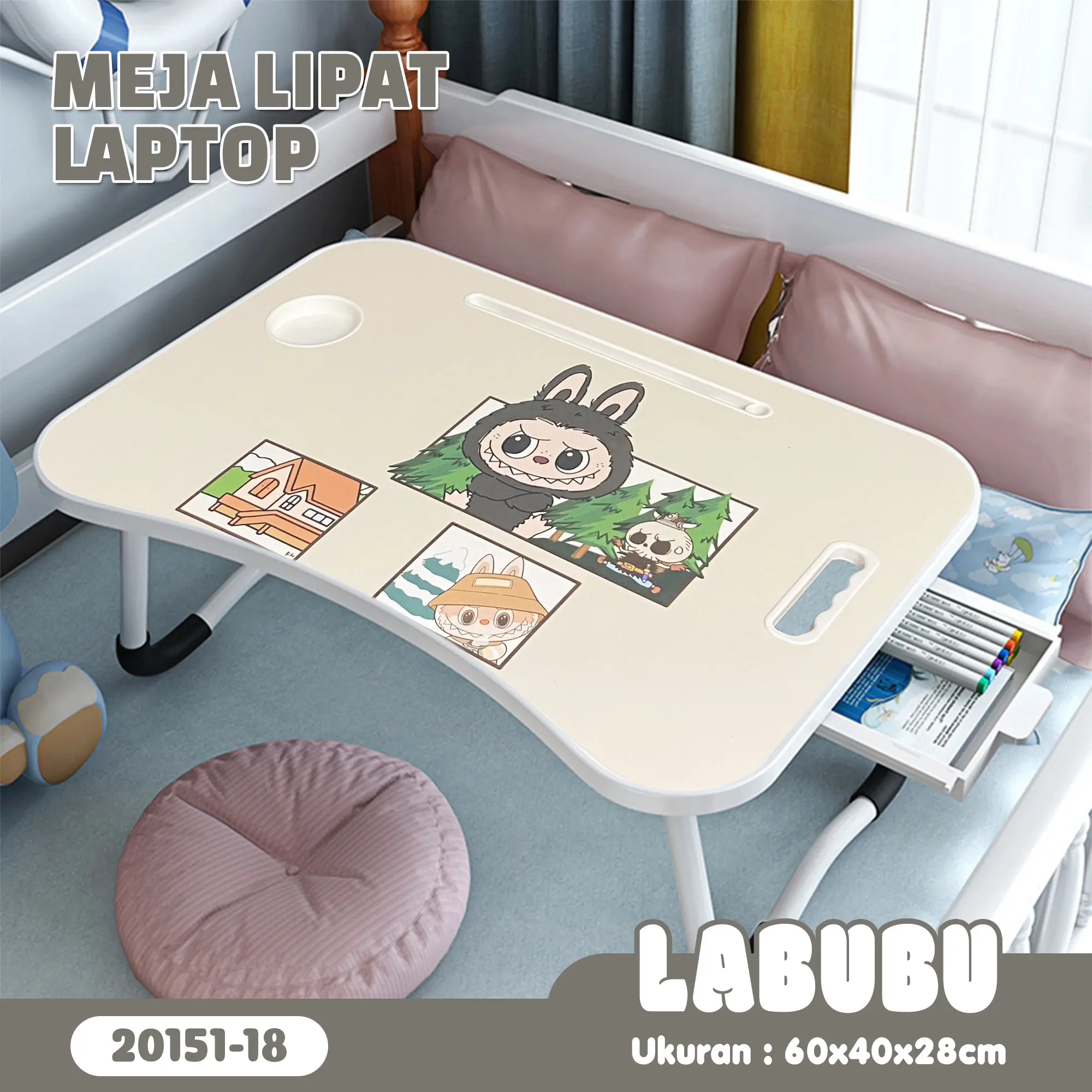 TTSHOP Meja Lipat Portable Meja Laptop Meja Belajar Anak Praktis dan Ringan Mudah Disimpan Meja belajar karakter sekolah 20151 Furniture