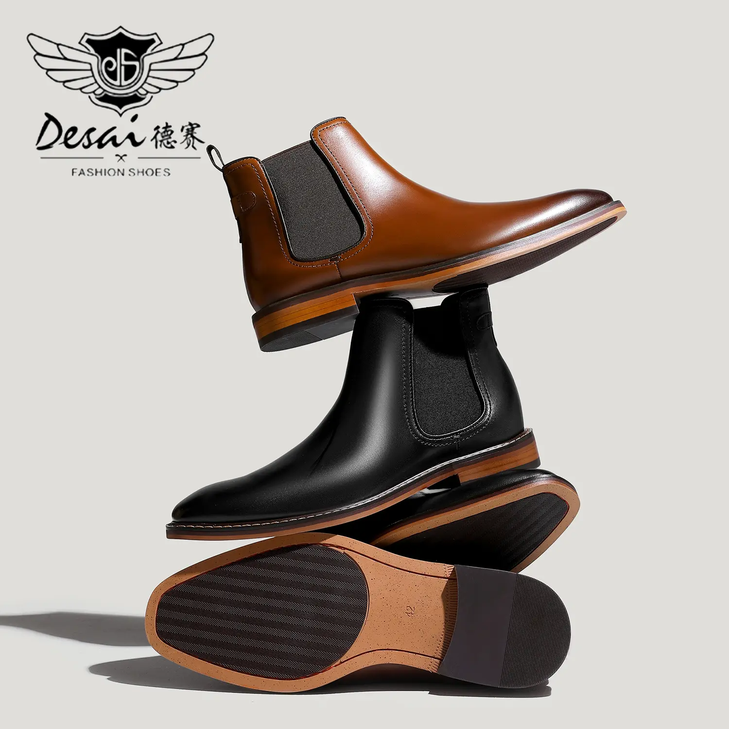 PH867805H Desai New men's suede Leather shoes one-step boots low-heeled men's Chelsea boots fashion beautiful Elastic Gaobang British Autumn/Winter Men's Martin Boots Chelsea Boots Men's Genuine Leather Men's Retro Men's Shoes Short Boots Trend