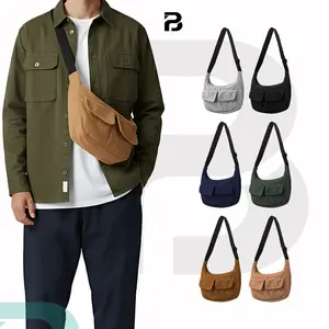 slingbag corduroy tas selempang pria dan wanita colorfull halfmoon bag