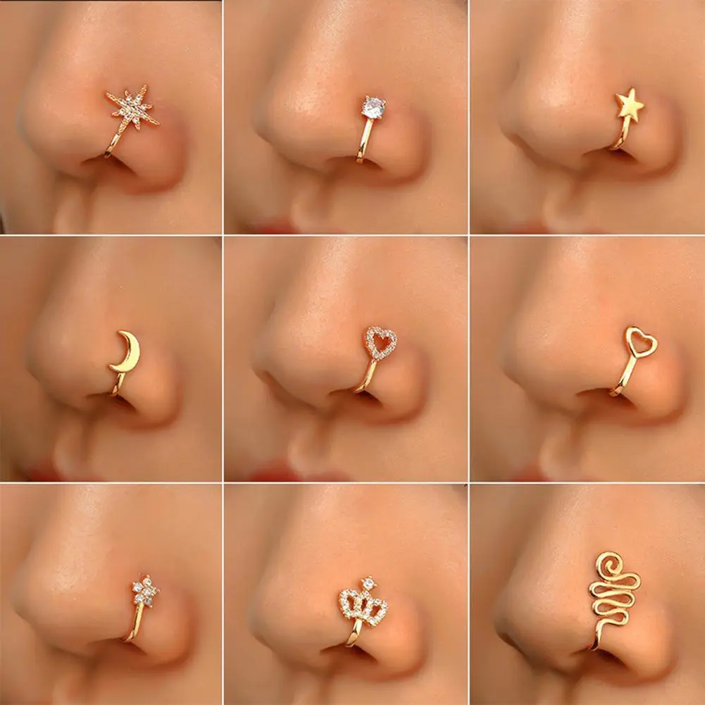 Non-perforated U-shaped Nose Clip Star Love Crown Nose Ring Fashion Creative Nasal Ornament  Accessory #448375