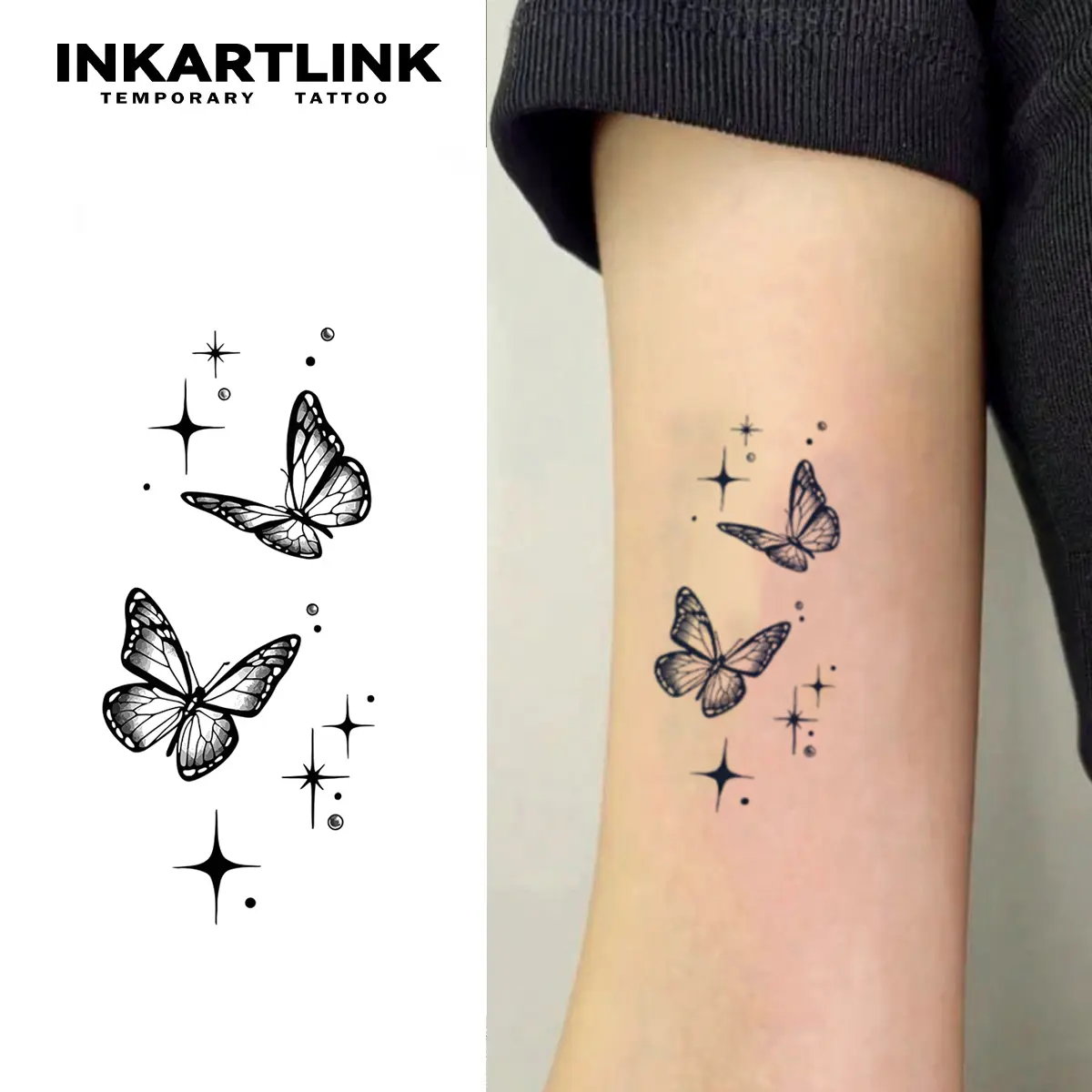 Shiny Butterfly Frame Temporary Tattoo, Temporary Tattoo Sticker, Magic Tattoo,tattoo waterproof 7-15 days，fake tattoos for women，minimalist  tattoo