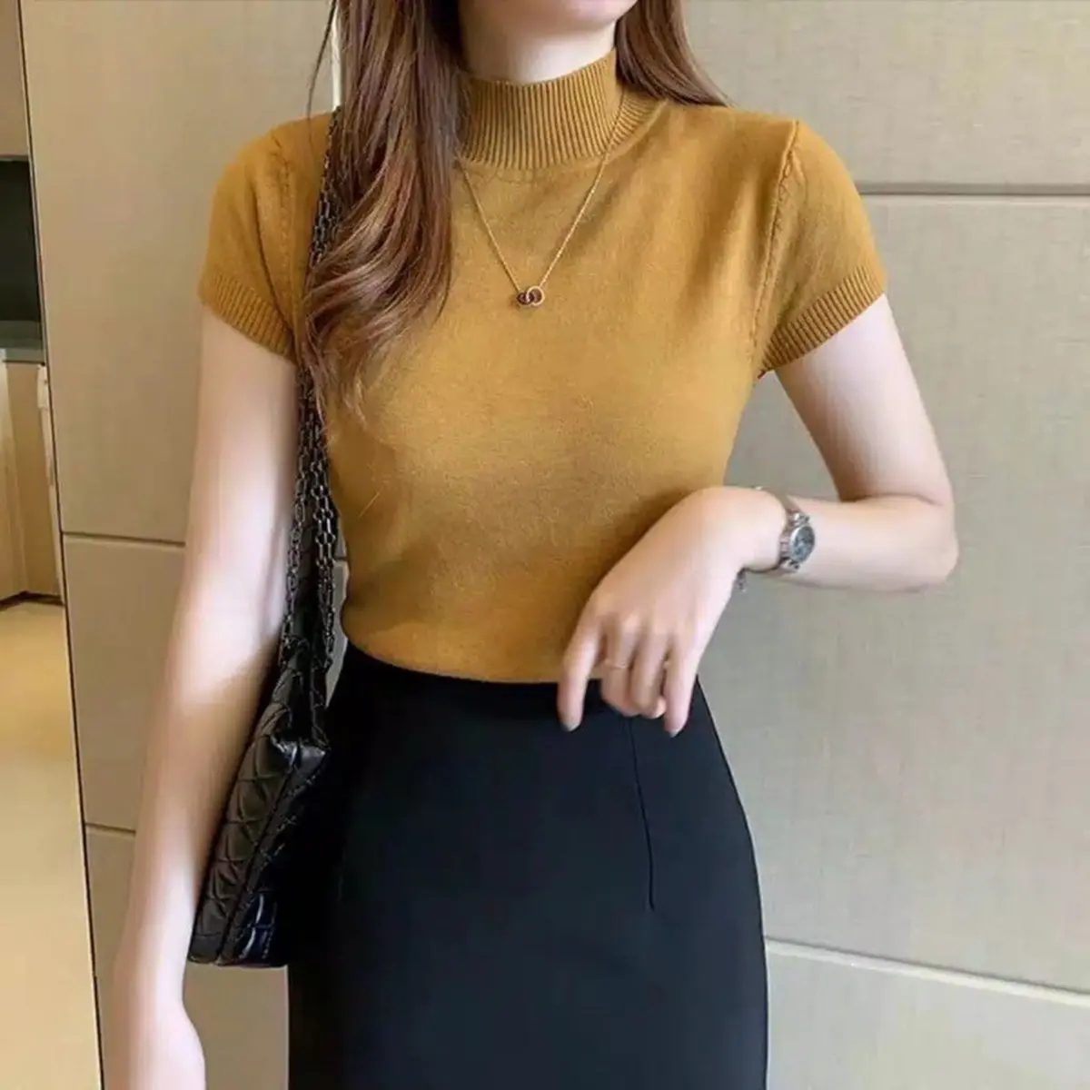 Kaos Turtleneck Carenina Rajut Model Wanita - ,  Knitwear Atasan Panjang Cewek croptop remaja atasan  & tube croptop remaja atasan  rajut dasar remaja  White dasar croptop remaja  nude pink Baju Katun tank top tank  top  Basic kaos  crop