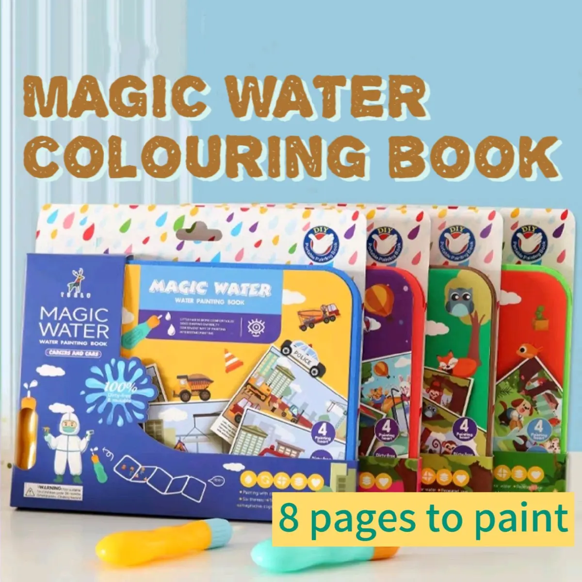 Children Magic Water Colouring Book 8 pages Reusable Art and Craft