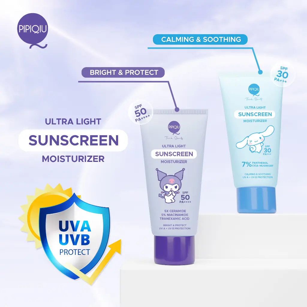 Pipiqiu Ultra Light Sunscreen Moisturizer Bright & Protect SPF50 Kuromi 30ml