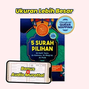 [UKURAN BESAR] Buku 5 Surat Pilihan I Al Kahfi, Yasin, Al Mulk, Ar Rahman, Al Waqiah Dilengkapi Quran Mapping Original Penerbit