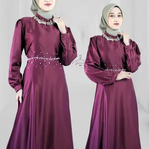 BRINA DRESS MAXI GAUN PESTA BRIDESMAID ATASAN GAMIS WANITA SATIN PREMIUM (AMD) Kondangan Muslim Mewah