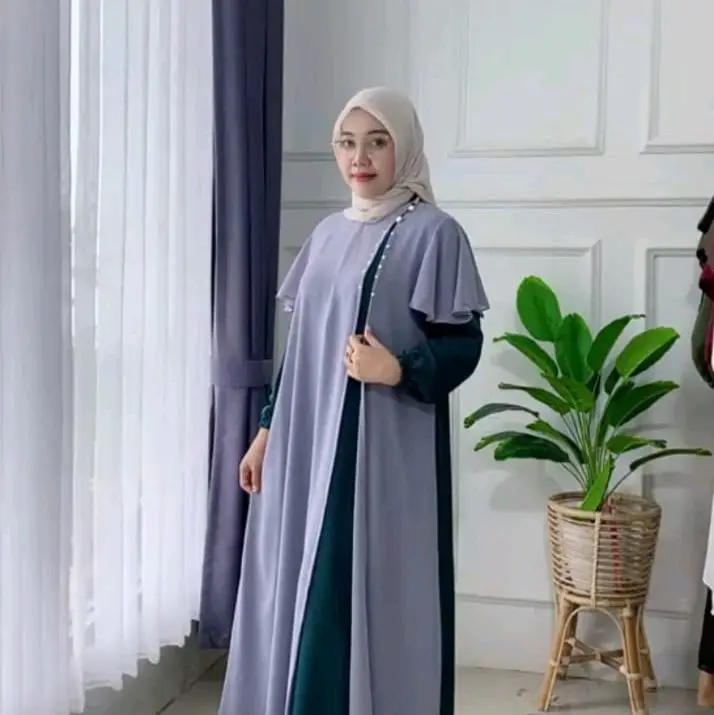 Sayla Gamis Abaya Bahan Tiffany Twill Mix Ceruty Baby Doll Terbaru Assyifa Collection