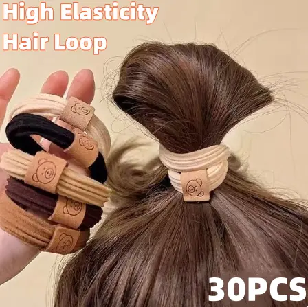 Dây Buộc Tóc Đầu Gấu Nhỏ Dây Cao Su Đàn Hồi Cao, Dành Cho Bé Gái, Băng Đô Tóc Đuôi Ngựa Cao, 30 Chiếc