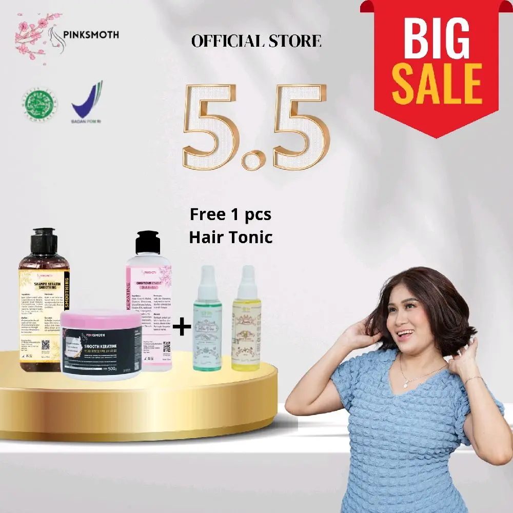 [COMB0 4] PINKSMOTH PAKET SMOOTHING TANPA CATOK BPOM. shampo condi tonic smooth Haircare