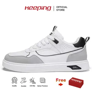 Keeping Sepatu Pria Putih Sneakers Cowok Keren Sekolah Sports Running Shoes Trendy Terbaru Sepatu Olahraga Kuliah Travelling Sepatu Kerja Outdoor Sport KSR116