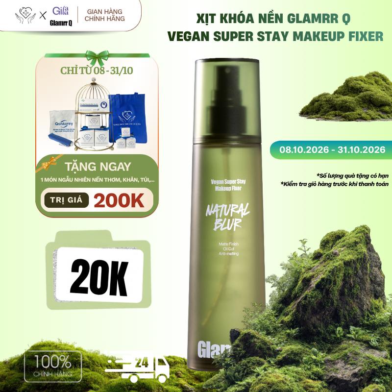 [CHÍNH HÃNG] Xịt Khóa Nền GLAMRR Q Vegan Super Stay Makeup Fixer Cố Định Lớp Trang Điểm (50ml, 130ml)