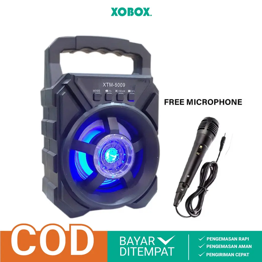 Speaker Bluetooth Portable Karaoke 3" Type 5009 Free Microphone - XOBOX