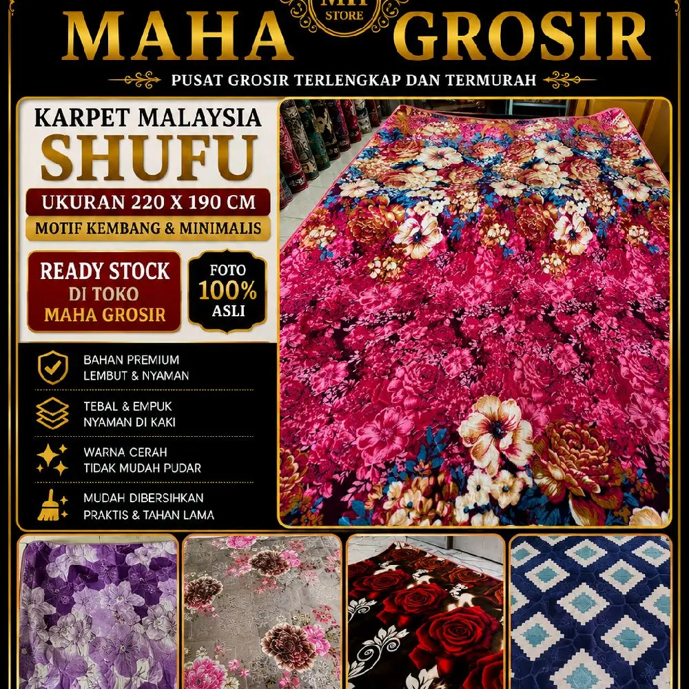 KARPET MALAYSIA HARGA TERJANGKAU UKURAN 220×190cm READYSTOCK TOKO MAHA GROSIR