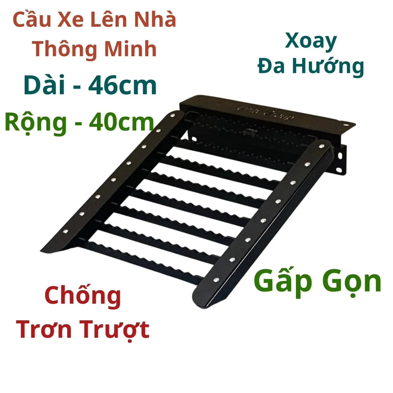 Cầu Xe Lên Bậc Nhà Gấp Gọn Thông Minh, Xoay Đa Hướng, Chống Trơn Trượt