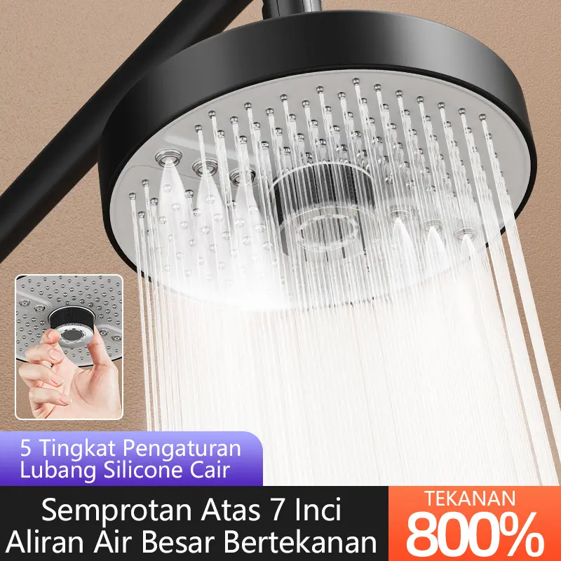Dilengkapi 5 Mode Pancuran, Tekanan Air Kuat & Dapat Diatur, Pemasangan Mudah - Cocok untuk Kamar Mandi  Penjelasan penerjemahan: