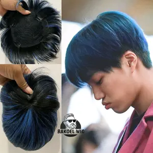 BAKOEL WIG TOUPEE MODEL PENJEPIT PENEBAL RAMBUT PENDEK PRIA MODEL HIGHLIGHT DUA WARNA GAYA ARTIS KOREA kode TB cowok HL