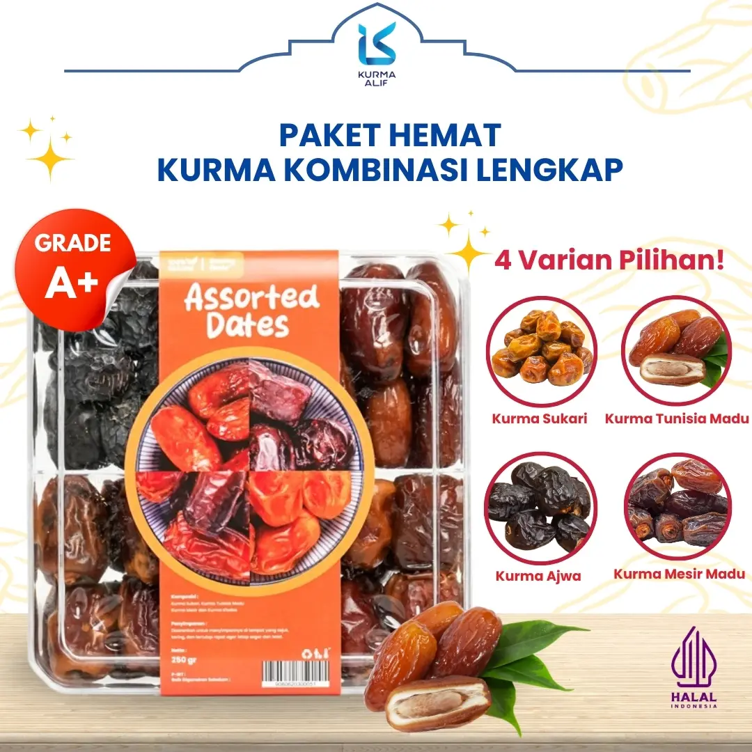 Paket Hemat Kurma Mix Lengkap 4 in 1 Oleh Oleh Haji Umroh Cocok untuk Hampers