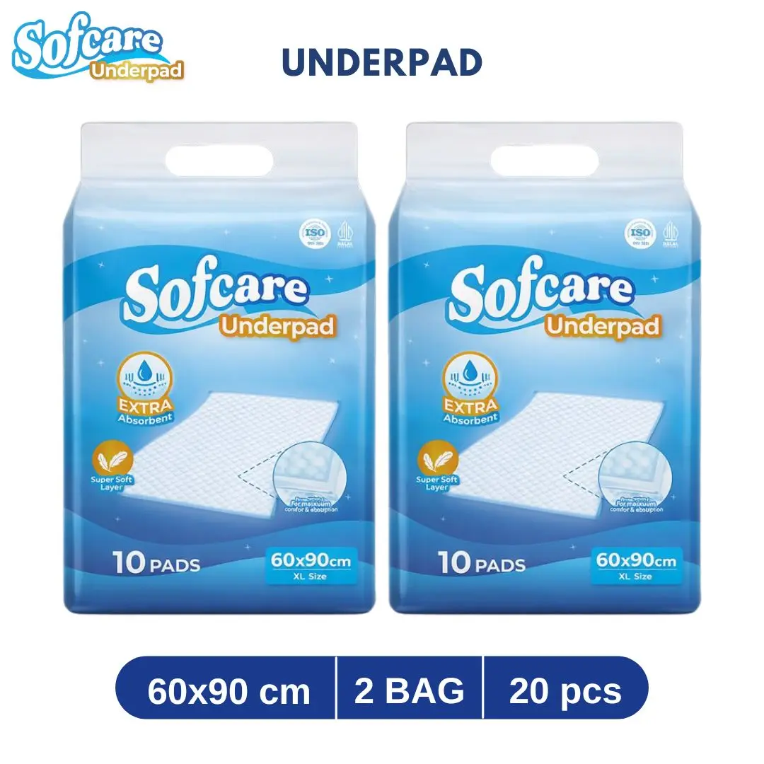 [2BAG] SOFCARE Underpad HALAL Perlak Premium 60cm X 90cm - 10pcs Alas Pipis Daya Serap Tinggi Anti Bocor