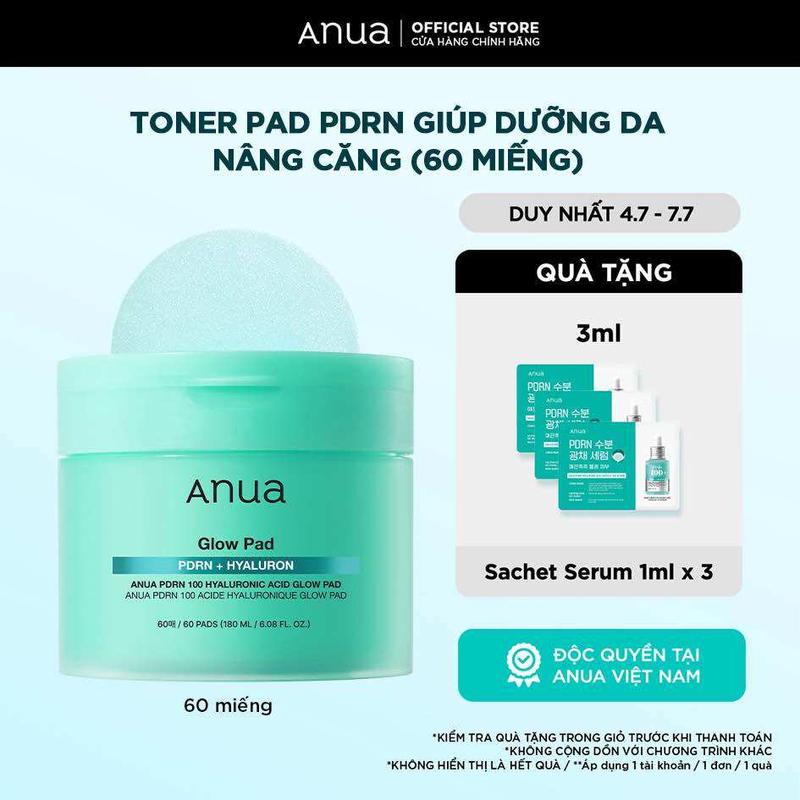 Toner Pad PDRN giúp cấp ẩm da căng mướt - ANUA PDRN HYALURONIC GLOW PAD 180ml (