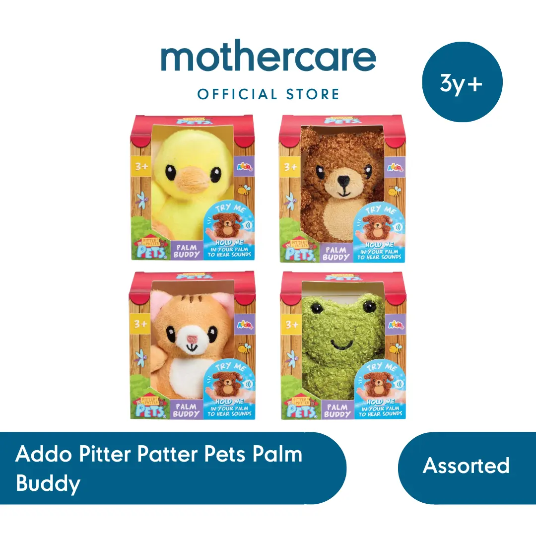 Addo Pitter Patter Pets Palm Buddy (Assorted) - Mainan Boneka Hewan Bersuara Interaktif Anak Balita 3 Tahun