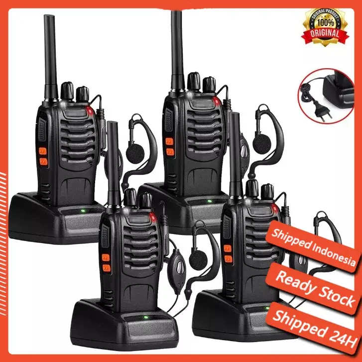 Walkie Talkie BF 888S Waterproof Portable Walky Talky Jarak Jauh 10km(Max) 2 Way Radio Walkie Talkies HT Handy Talky Radio Set With Charger